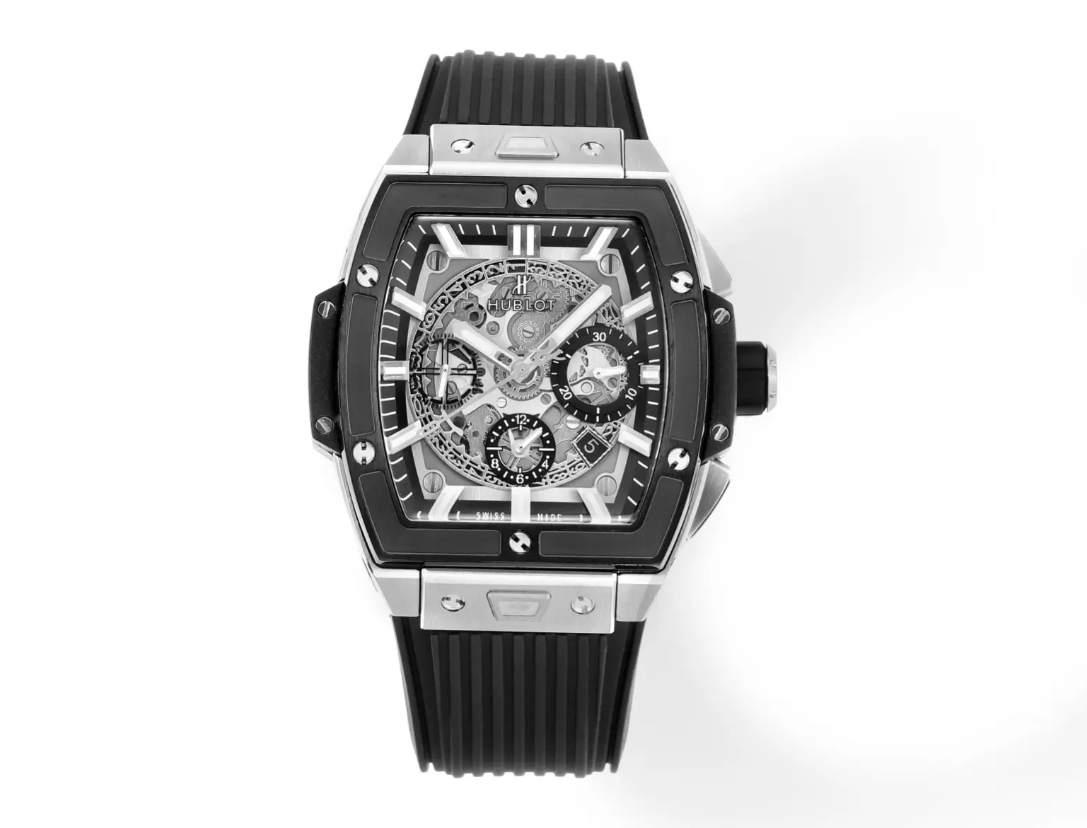 TW Factory HUBLOT Spirit of Big Bang Black & Silver Limited Edition Watch – Model 642.NX.0170.RX with Rubber Strap – Best Replica Watch Sustainable 7642